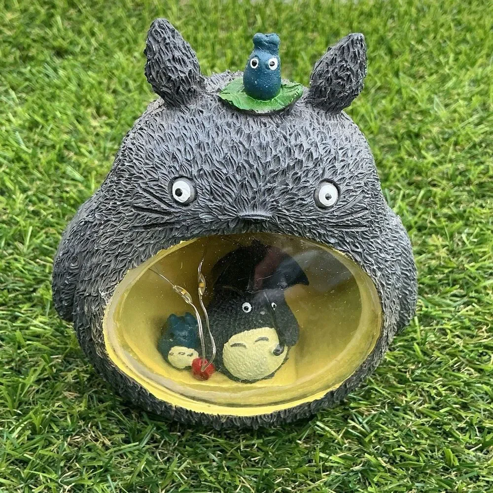 Totoro Style LED Light Figurine Gray Forest Spirit Resin Night Light 4”